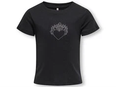 Kids ONLY t-shirt sort med similisten i hjerte